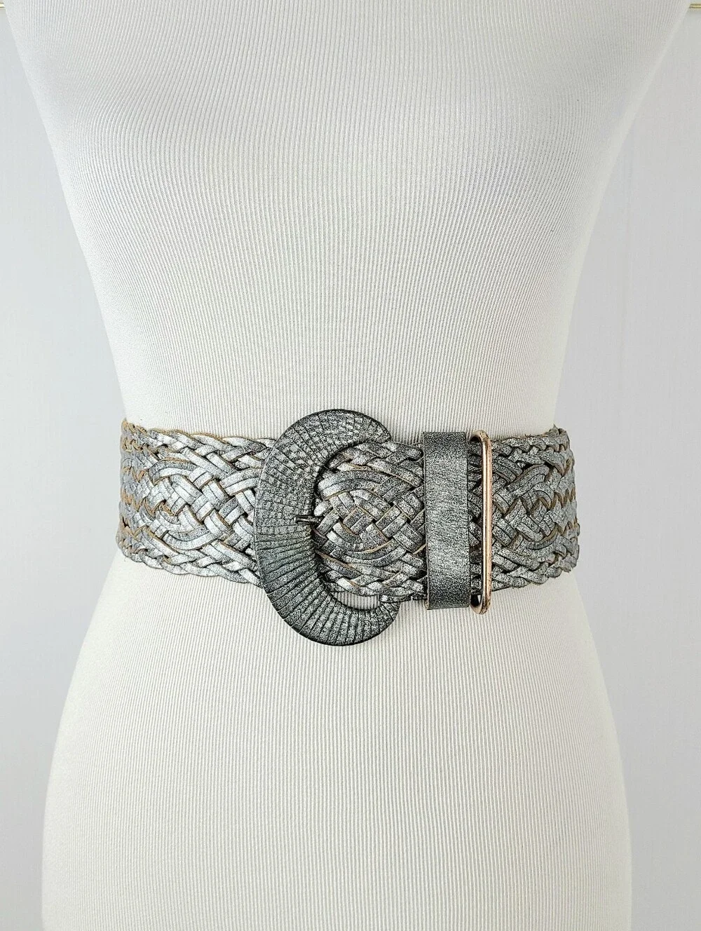 Linea Pelle Handmade Wide Oversized Braided Woven Genuine Leather Belt